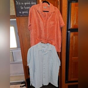 Batek Bay Men's Tropical Casual Button-Up Shirt In A XXL - Orange and White